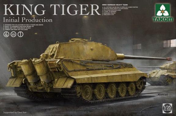 Takom 2096 1:35 King Tiger Initial Production WWII Heavy Military Tank Model Kit