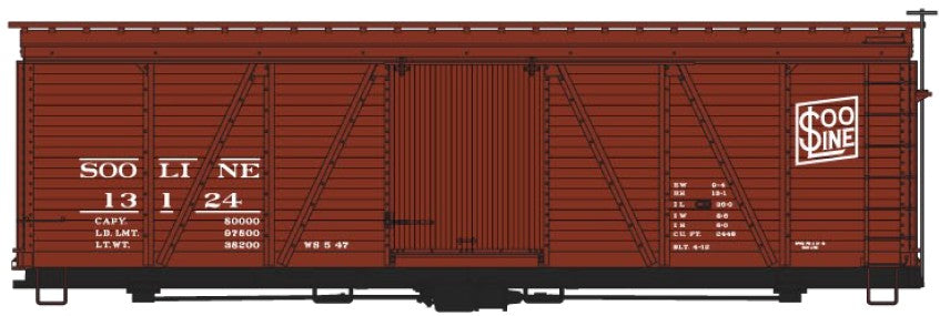 Accurail 1151 HO 36' Fowler Wd Boxcar Soo Line Kit