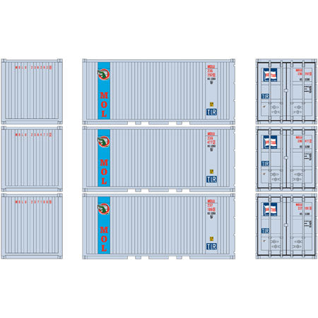 Athearn 27840 HO Scale MOLU RTR 20' Corrugated Container w/ Panel (Pack of 3)