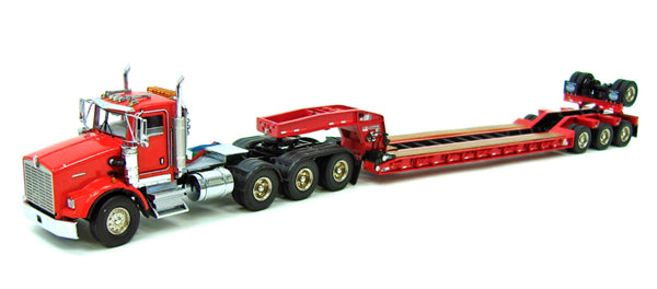 WSI 34-2024 1:50 Red Kenworth T800 8x4 Day Cab with 4-Axle Rogers Lowboy Trailer