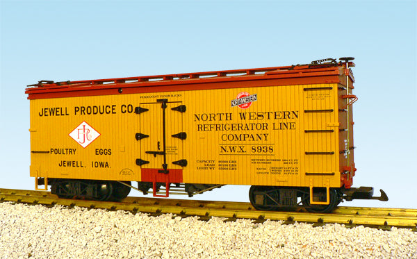 USA Trains R16377 G Jewell Produce U.S. Refrigerator Cars (Yellow/Red Oxide)