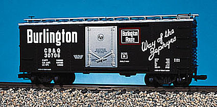 USA Trains R19043B G Burlington Simulated Steel Box Car (Black/Silver) #30707
