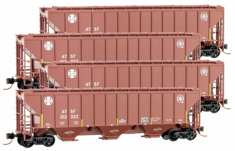 Micro-Trains 99300136 N ATSF 3-Bay High-Side Covered Hopper (Set of 4)