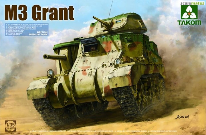 Takom 2086 1:35 British MediumM3 Grant Military Tank Model Kit
