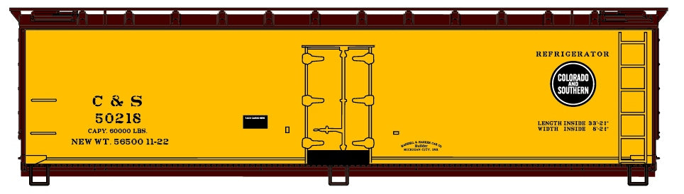 Accurail 48411 HO Colorado & Southern 40' Wood Reefer # 50218 Kit Limited Run