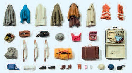 Preiser 17008 HO Unpainted Clothes, Safety Vests, Bags, Etc. Plastic Model Kit
