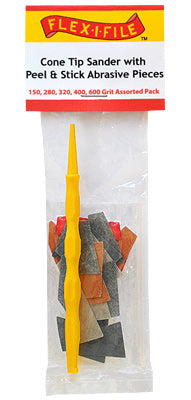Flex-I-File CS321 Cone Tip Sander with Peel & Stick Abrasive Pieces - Assorted