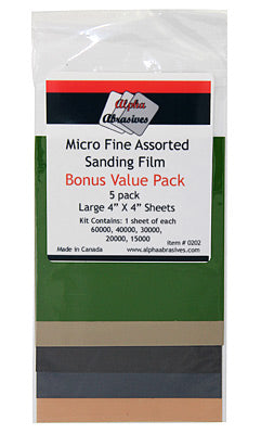 Alpha Abrasives 0202 Micro Fine Assorted Sand Film (Set of 5)