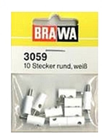Brawa 3059 Round Plugs with Crossover Hole White