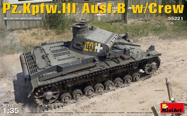 MiniArt 35221 1:35 PzKpfw III Ausf. Bwith Crew Military Tank Model Kit