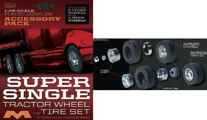 Moebius Models 1017 1:25 Super Single Tractor Wheel & Tires (Set of 6)