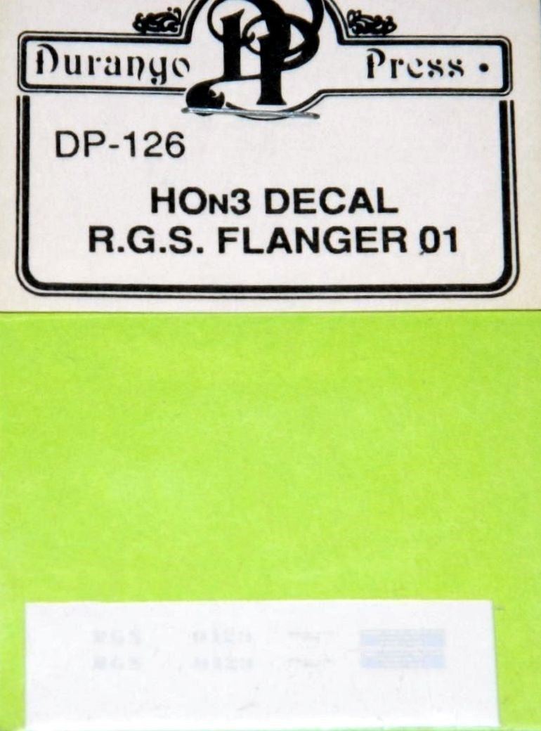 Durango Press 126 HOn3 Rio Grande Southern Flanger Decal 01