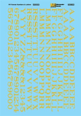Microscale 50003 Gold Railroad Roman Alphabets Waterslide Decal Sheet