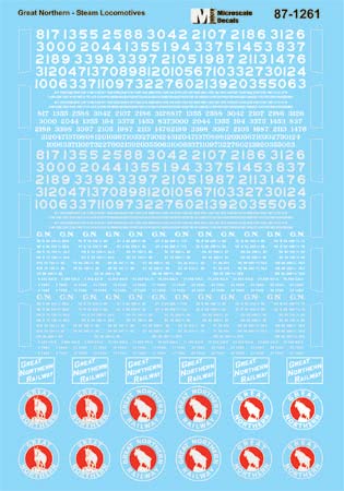 Microscale 60-1261 N GN Steam Locomotives Silver & White Lettering Decal Sheet