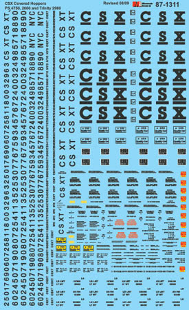 Microscale 87-1311 HO CSX Covered Hoppers Waterslide Decal Sheet