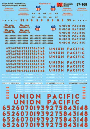 Microscale 87-169 HO 1959-1980 Union Pacific Diesel Hoods Decal Sheet