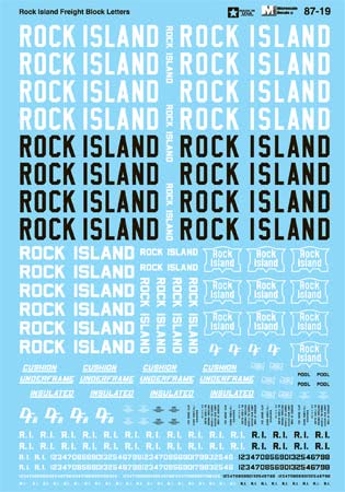 Microscale 87-19 HO 1959-1969 Rock Island Freight Cars Waterslide Decal Sheet