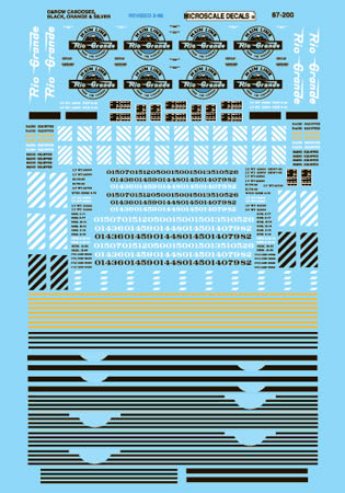 Microscale 87-200 HO Denver & Rio Grande Western Cabooses Decal Sheet