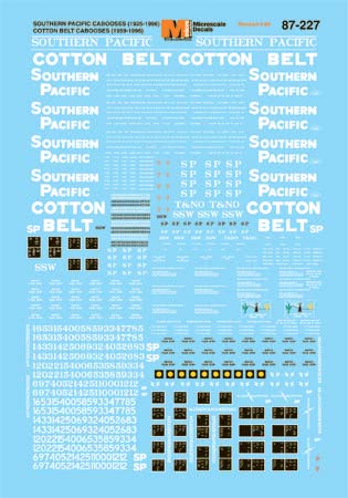 Microscale 87-227 HO SP/Cotton Belt Cabooses Waterslide Decal Sheet