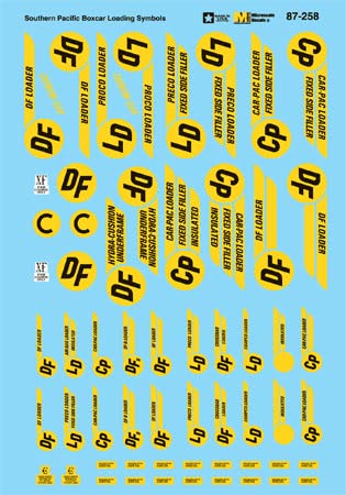 Microscale 87-258 HO Southern Pacific Freight Car Loading Symbols Decal Sheet