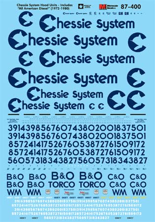 Microscale 87-400 HO 1972-1987 Chessie System 