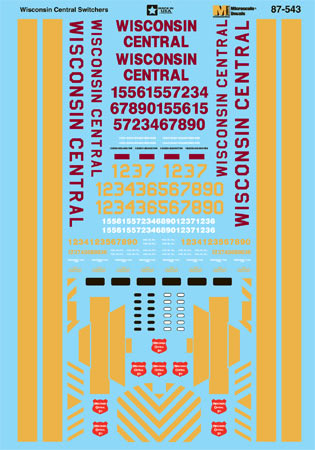 Microscale 60-543 N Wisconsin Central Diesels Switcher Waterslide Decal Sheet