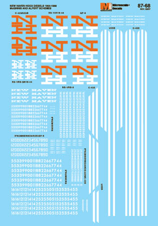 Microscale 60-68 N McGinnis & Alpert Schemes New Haven Hood Diesel Decal Sheet