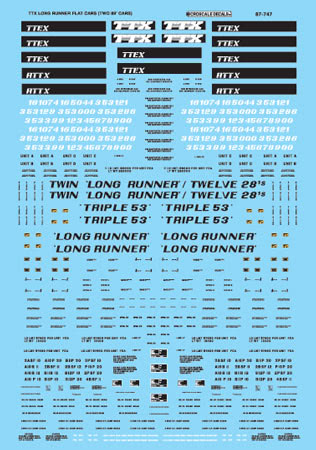Microscale 60-747 N 1990+ Trailer Train 89' & Long Runner Flatcar Decal Sheet