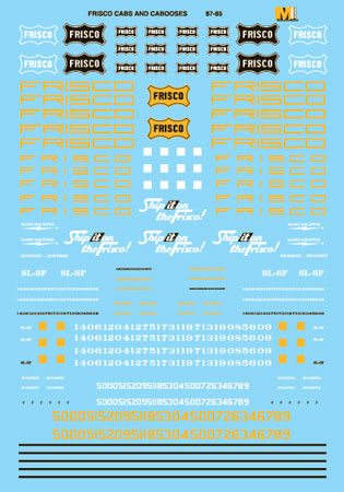 Microscale 60-85 N SLSF Frisco Diesel Cabs & Cabooses Waterslide Decal Sheet