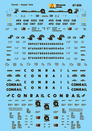 Microscale 87-856 HO Gray Conrail Hopper Cars with Quality Logos Decal Sheet