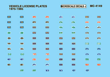 Microscale MC-4149 HO 1975-1985 Vehicle License Plates Decal Sheet