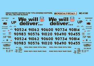 Microscale MC-4180 HO Union Pacific Center Flow Type Covered Hoppers Decal Sheet