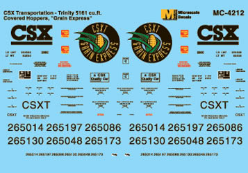 Microscale 60-4212 N 1996+ CSX Grain Express Center Flow Hopper Decal Sheet