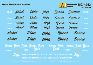 Microscale MC-4243 HO 1930-1962 Nickel Plate Road Cabooses Decal Sheet