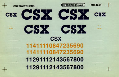 Microscale 60-4248 N 1990-2002 CSX Diesel Switchers Waterslide Decal Sheet