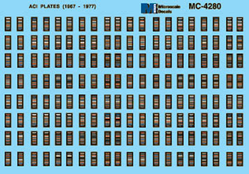 Microscale MC-4280 HO 1967-77 ACI Plates Kar-Trak Waterslide Decal Sheet