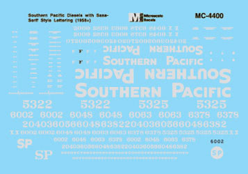 Microscale MC-4400 HO Southern Pacific Diesel w/San-Serif Lettering Decal Sheet