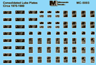 Microscale MC-5003 HO 1970-1980 Consolidated Lube Plates Decal Sheet