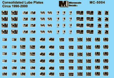 Microscale MC-5004 HO 1990-2000 Consolidated Lube Plates Decal Sheet