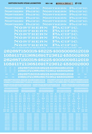 Microscale 87-118 HO 1889-1958 Northern Pacific Steam Locomotives Decal Sheet