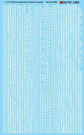 Microscale 87-1284 HO White Stencil Lettering for Patches & Leasers Decal Sheet