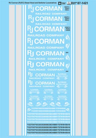 Microscale 87-1421 HO RJ Corman Diesel Hood & Switcher Locomotives Decal Sheet