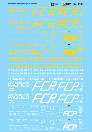 Microscale 87-1447 HO Ferrocarril del Pacifico Boxcar Waterslide Decal Sheet