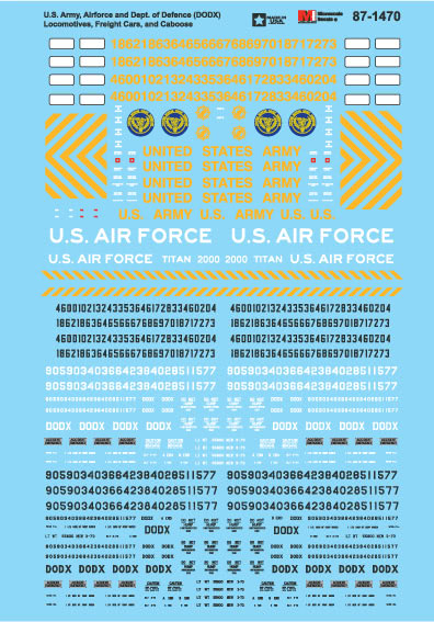 Microscale 87-1470 HO U.S. Army, Air Force & Dept. of Defense Loco Decal Sheet