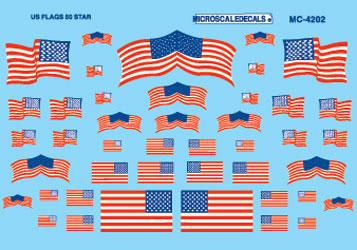 Microscale 60-4202 N 1960+ 50 Star United States Flags Waterslide Decal Sheet