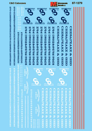 Microscale 87-1279 HO Chesapeake & Ohio Cabooses Waterslide Decal Sheet