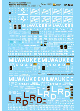 Microscale 87-1358 HO Milwaukee Road Boxcars #2 Decal Sheet