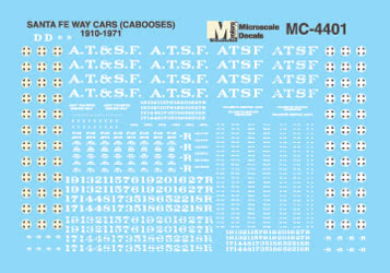 Microscale MC-4401 HO Santa Fe Caboose, Early Brown Car Lettering Decal Sheet