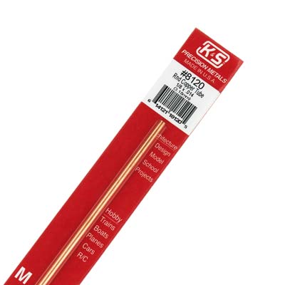 K&S 8120 1/8" x .014" x 12" Round Copper Tube