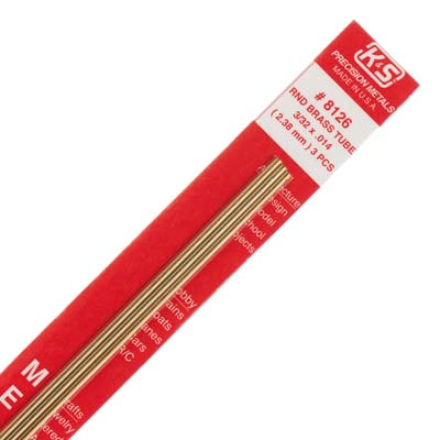 K&S 8126 3/32" Round Brass Tube (Pack of 3)